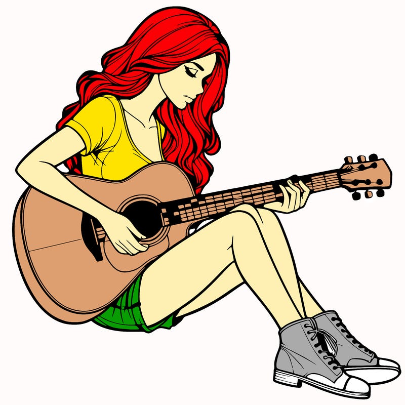 realistic woman play guitar