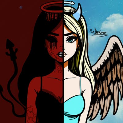 devil vs angel realistic girl
