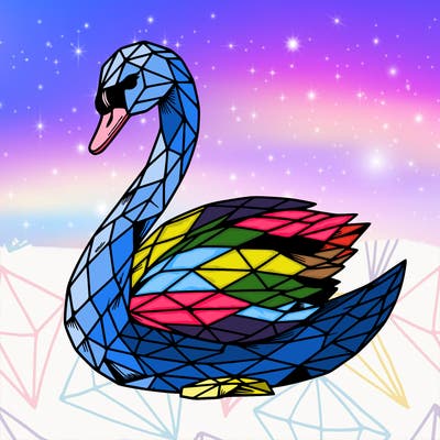 a realistic swan made in diamond shapes