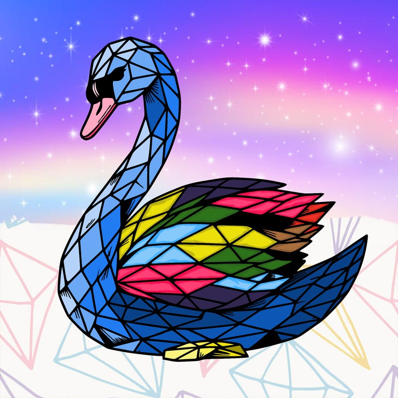 a realistic swan made in diamond shapes