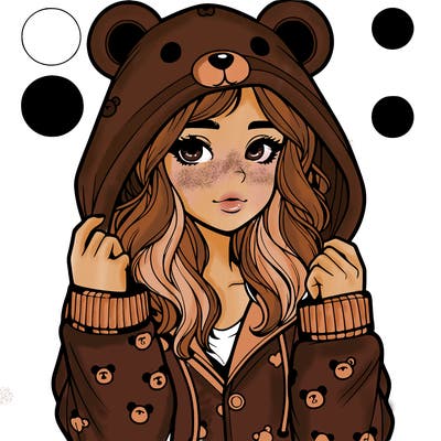 realistic girl in a animal pjs hoodie