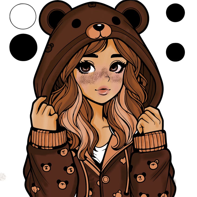 realistic girl in a animal pjs hoodie