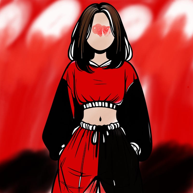 realistic girl faceless with baggy pants and a crop top