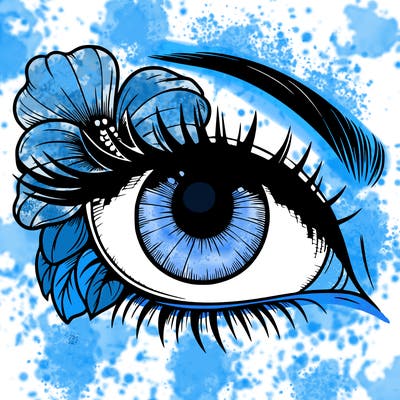 realistic eye with flower