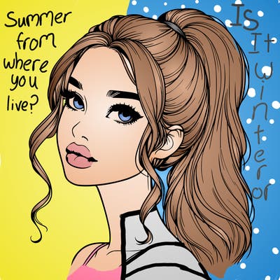 realistic girl with a ponytail on her hair and lips