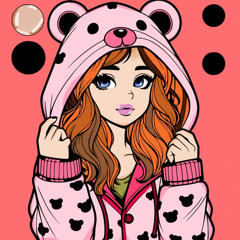 realistic girl in a animal pjs hoodie