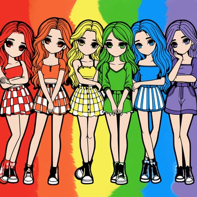 a group of girls realistic