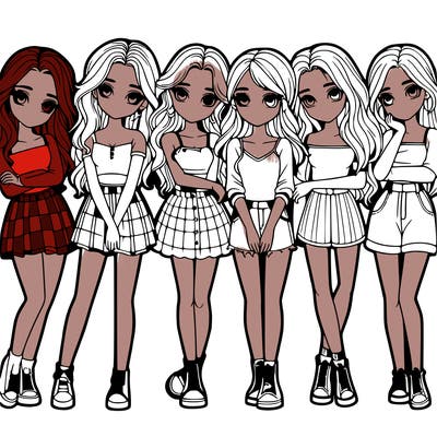 a group of girls realistic