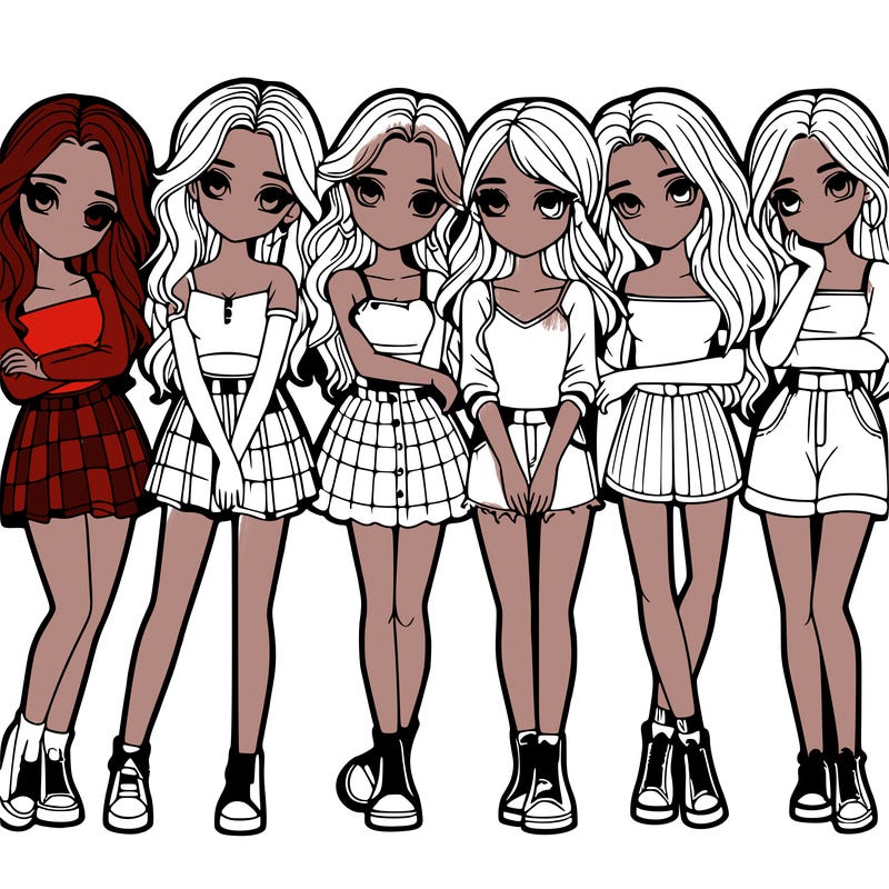 a group of girls realistic