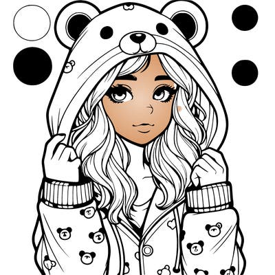 realistic girl in a animal pjs hoodie
