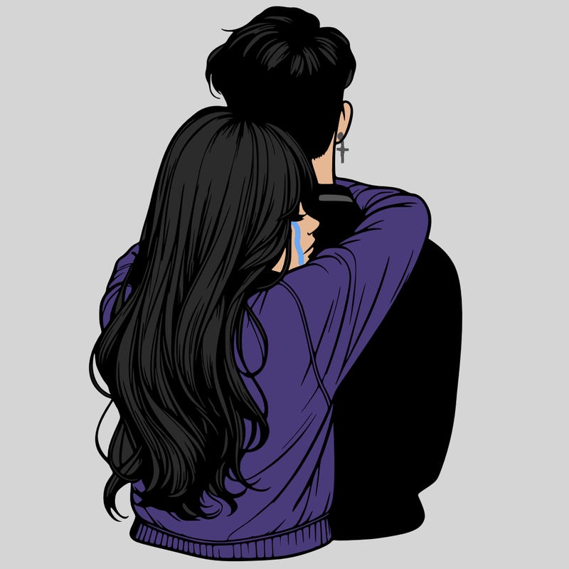 realistic girl hugging boyfriend from back