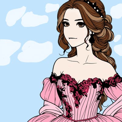 beautiful realistic lady in a gown