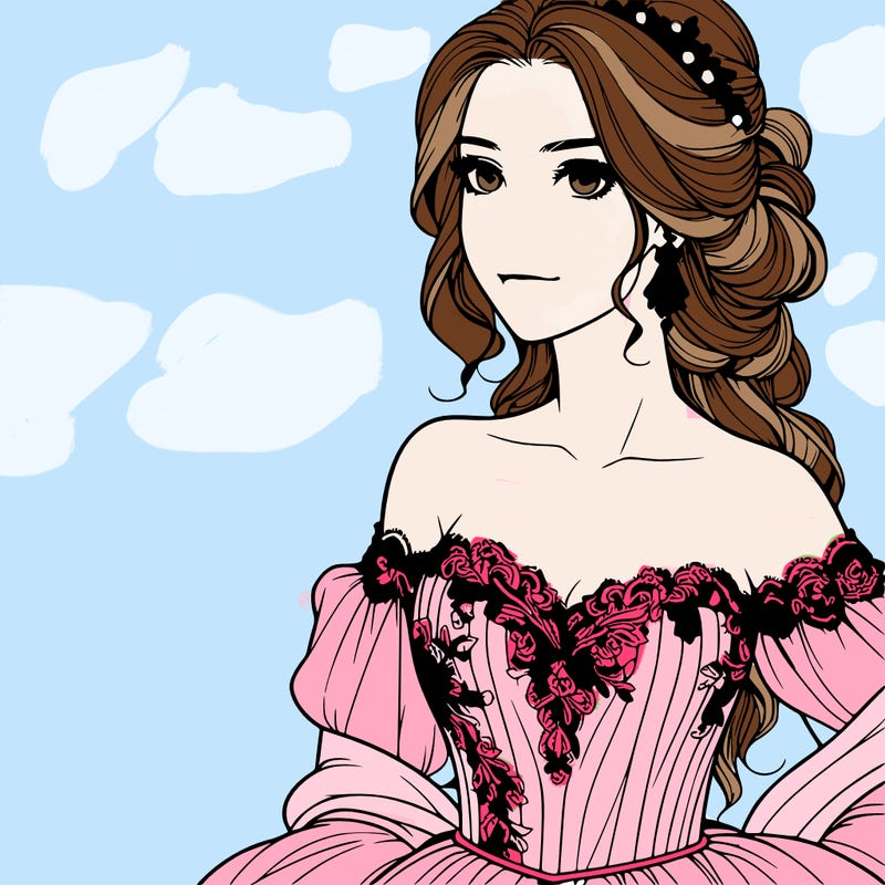 beautiful realistic lady in a gown