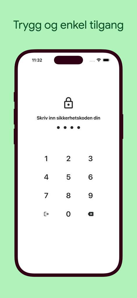 Visma Tid Go - Secure PIN code login screen for the Visma Tid Go mobile application