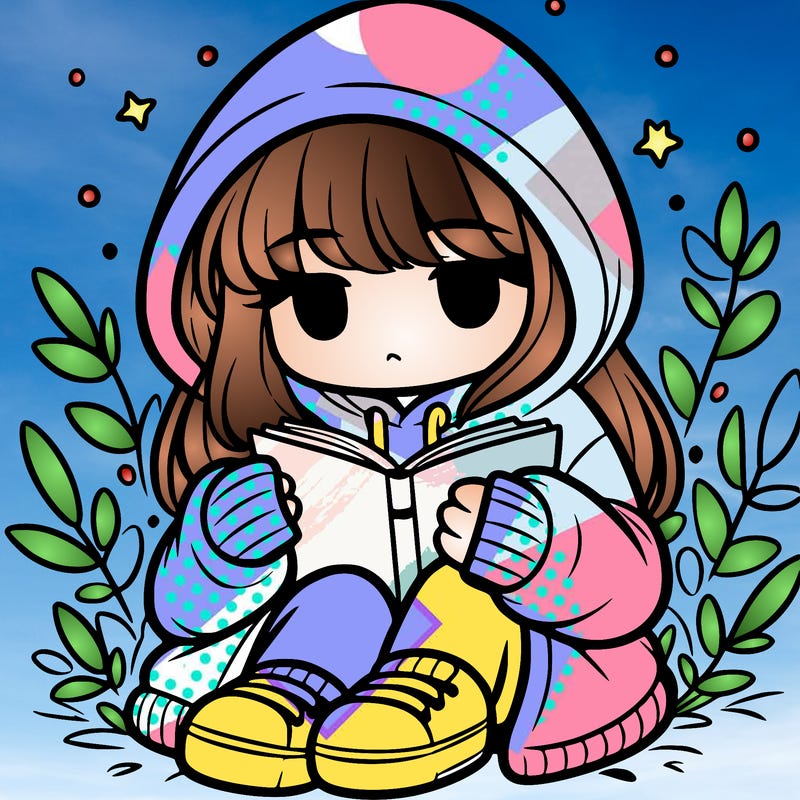 girl in oversized hoodie reading a book