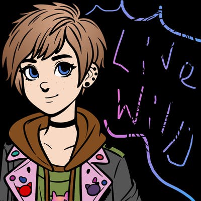 a girl with short hair but a teen rebal