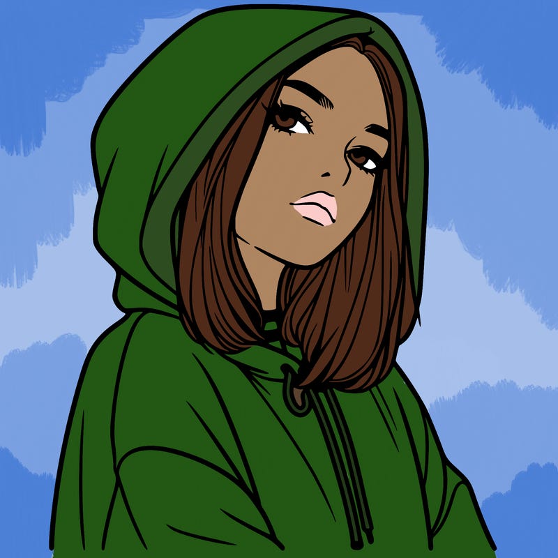 a realistic girl in a hoodie