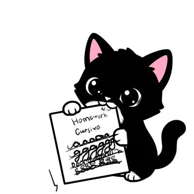 a small cat with a blank sheet of paper in its hand. the cat is sooooooo cute!