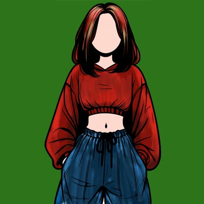 realistic girl faceless with baggy pants and a crop top