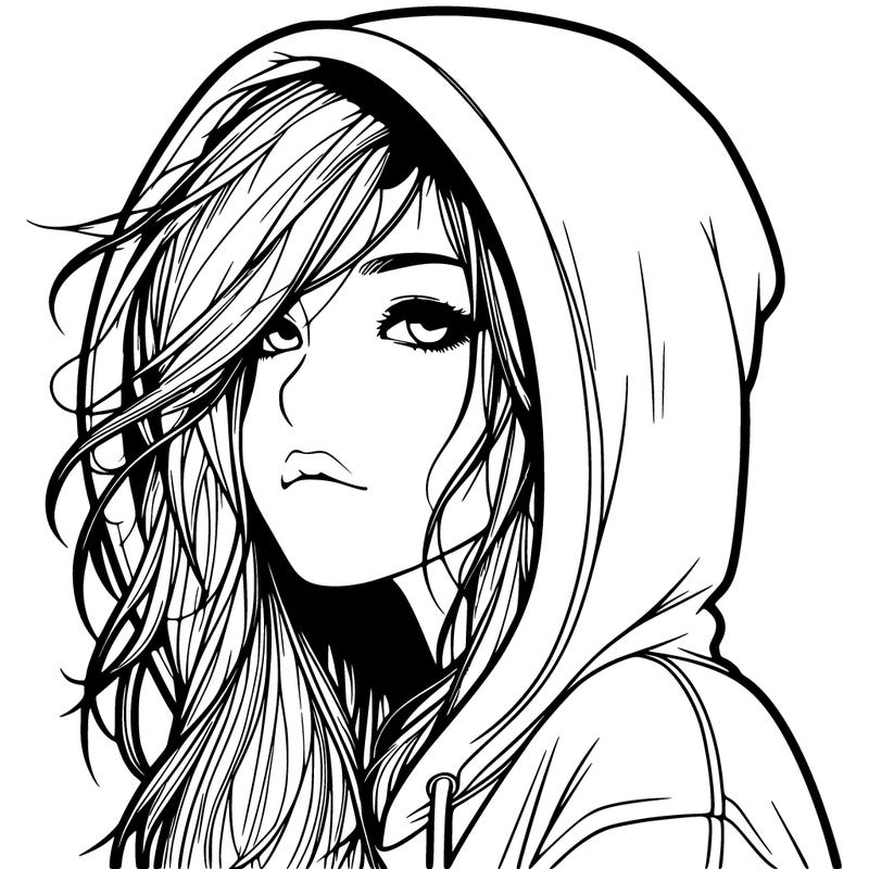 realistic girl with hoodie on