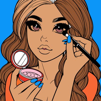 realistic girl doing makeup