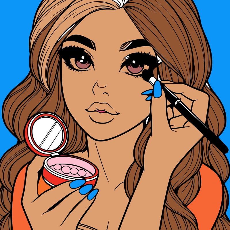 realistic girl doing makeup