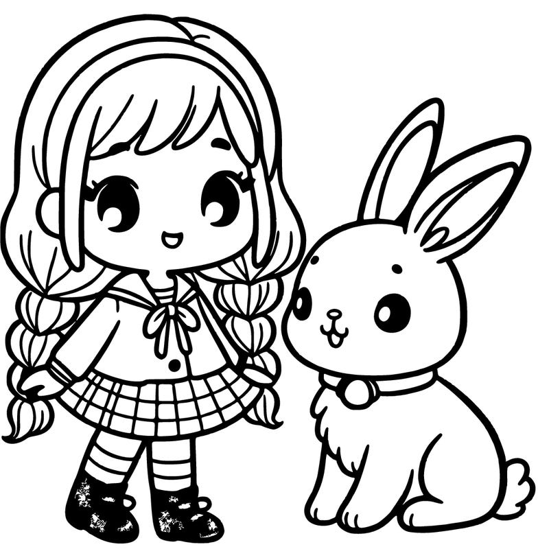 a girl and a bunny