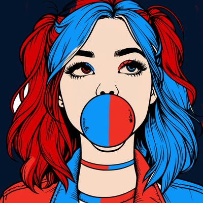 realististic girl blowing bubble -gum