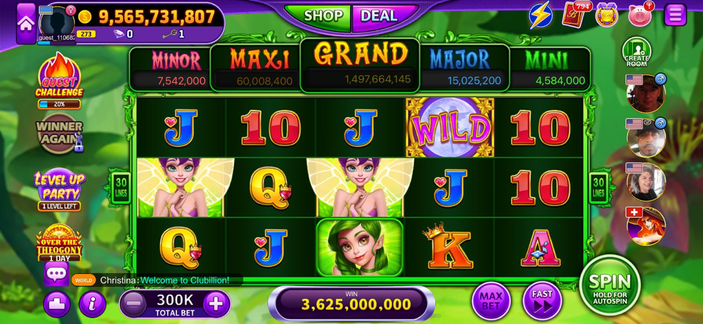 Clubillion: Vegas Casino Slots - Juego de máquina tragamonedas con temática de hadas en la aplicación de casino Clubillion con perfiles de jugadores sociales y jackpots