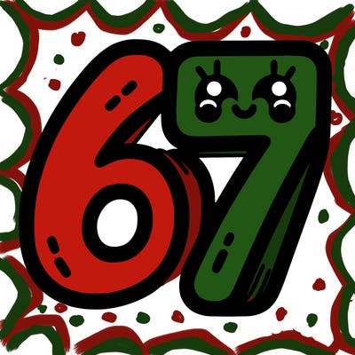 the numbers 67