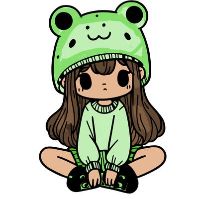 a girl wearing a frog hat and some frog socks