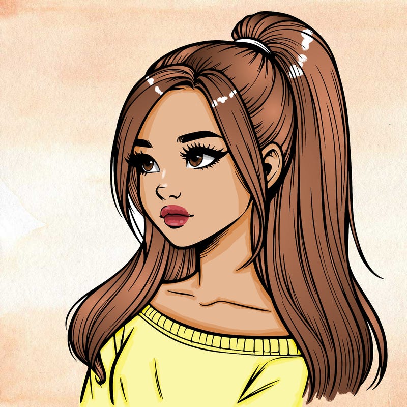 realistic girl with a high ponytail