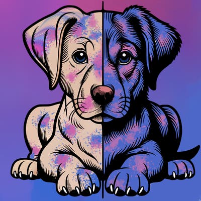 realistic dog split picture