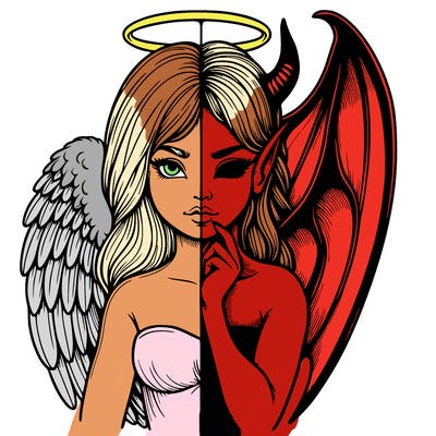 realistic angel half demon