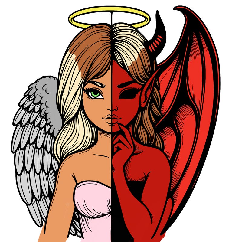 realistic angel half demon