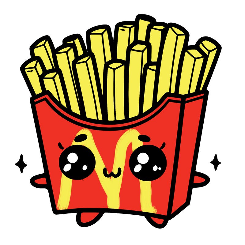 a cute. french fries