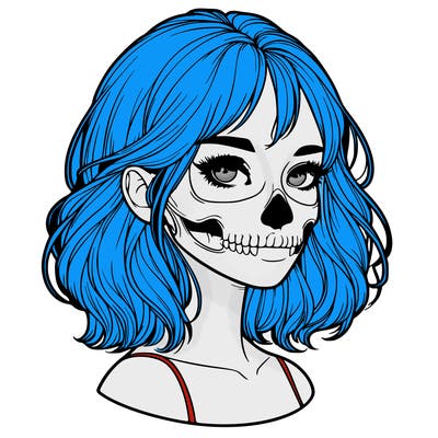 realistic girl with skull