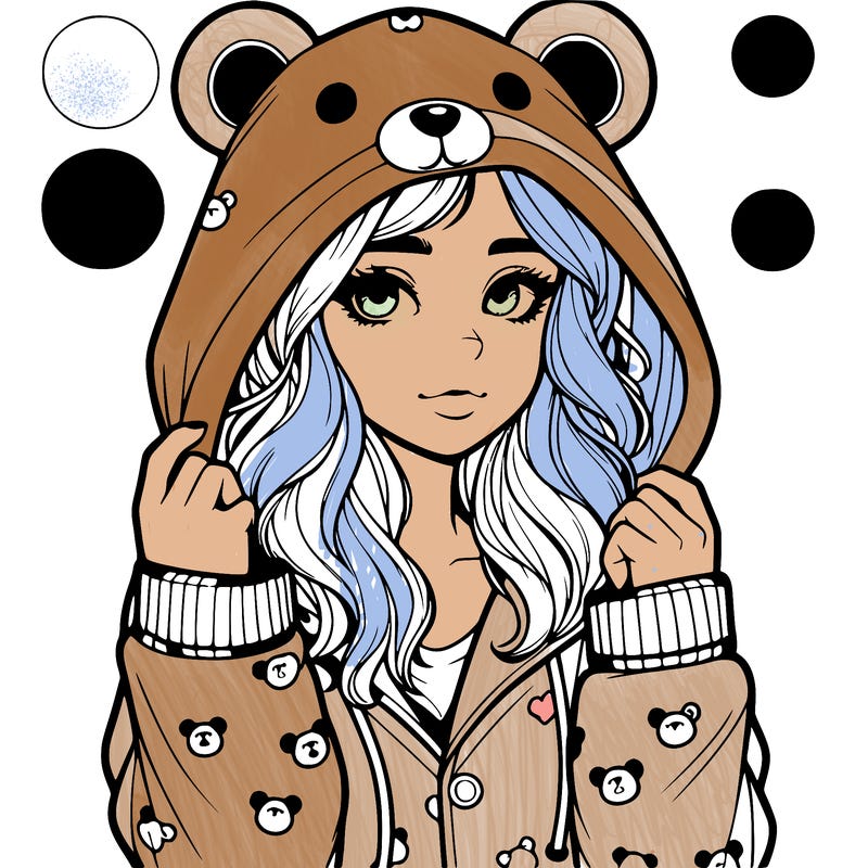 realistic girl in a animal pjs hoodie