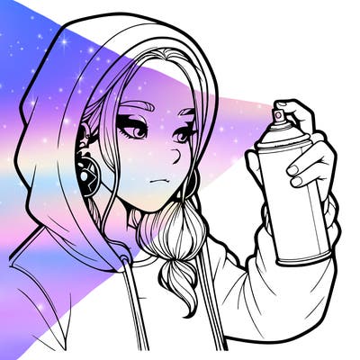 a realistic girl, spray painting