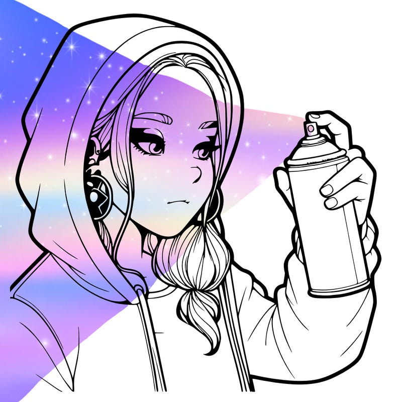 a realistic girl, spray painting