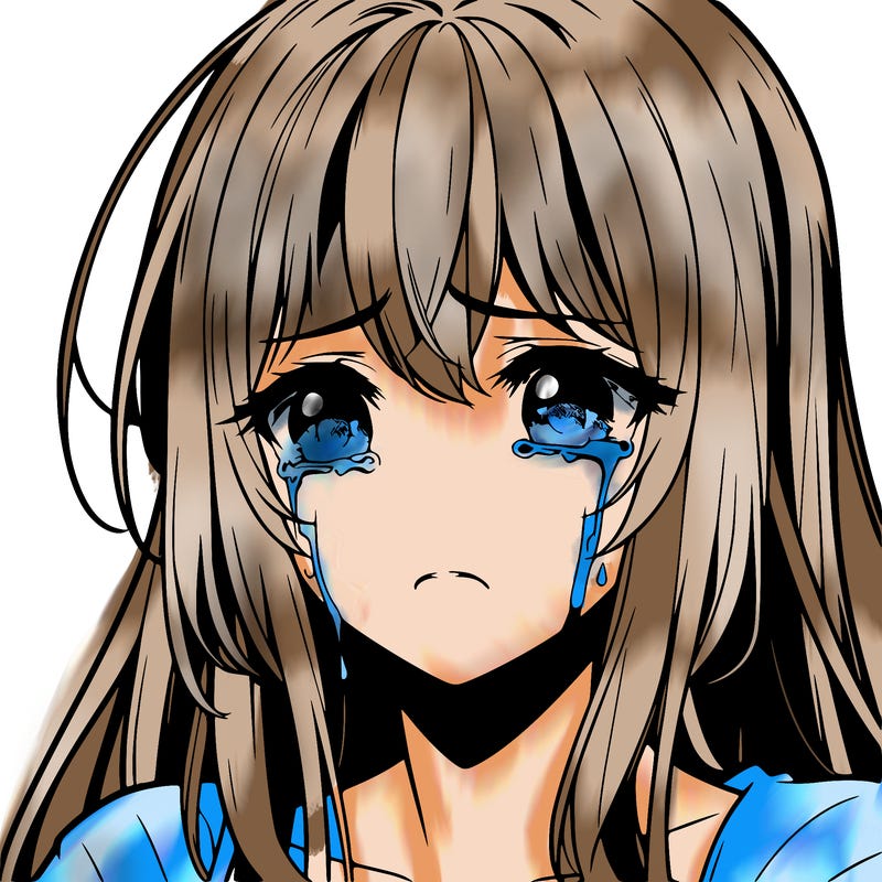 sad girl crying realistic anime