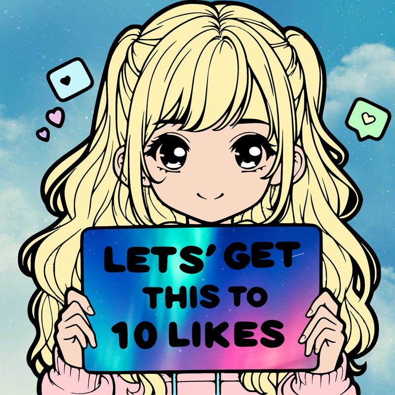 girl holding up sign that says let’s get this to 10 likes realistic