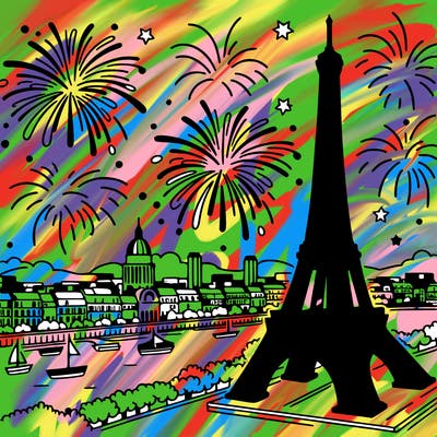 tour eiffel with fireworks