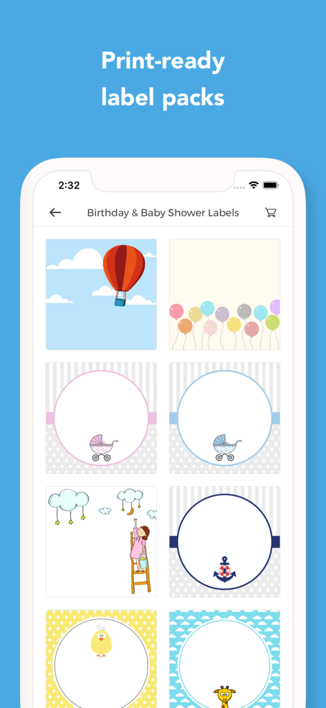 Labelr: Label & Sticker Maker - A variety of cute birthday and baby shower label templates available in the Labelr app