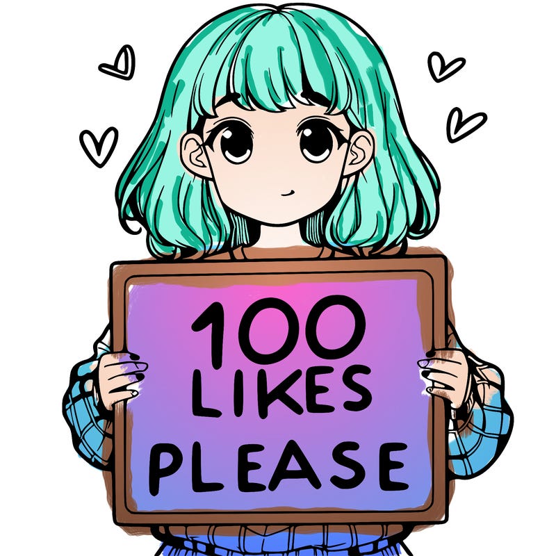 a girl holding a sign saying 100 likes please