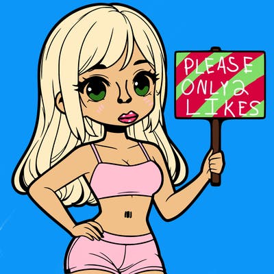 girl in a cute crop top holding a blank sign