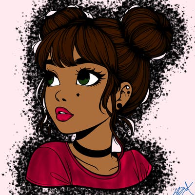 realistic girl with spacebuns