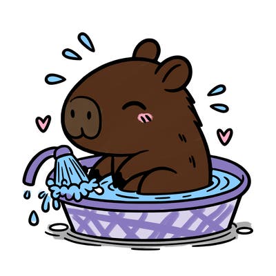 capybara taking a bath
