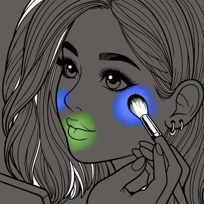 a realistic girl doing her makeup