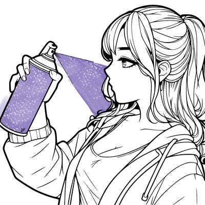 a realistic girl spray, painting